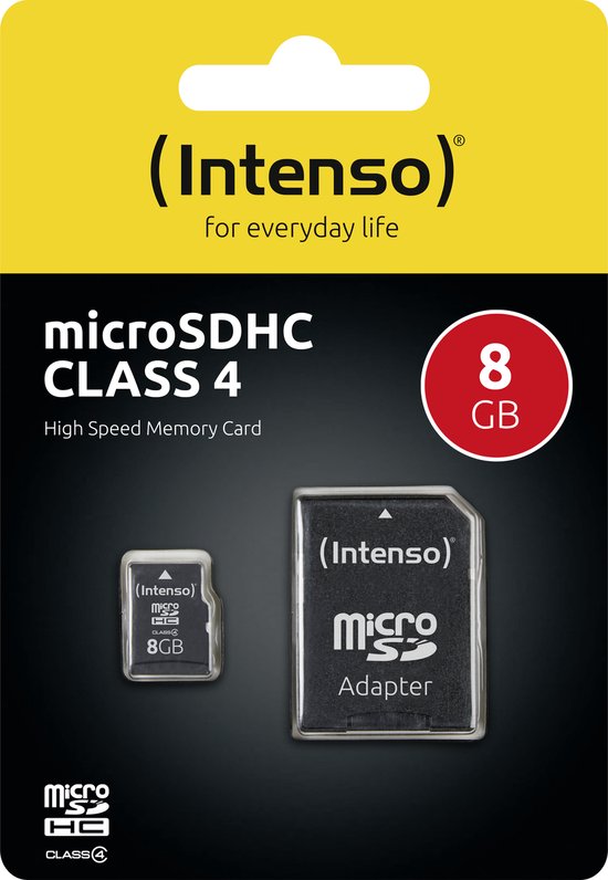 Intenso microSD geheugenkaart - class 4 - 8 GB - met SD-adapter