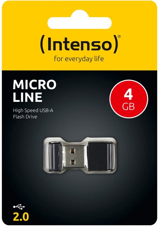 Intenso Micro Line USB-stick - 4 GB - USB 2.0 - Zwart