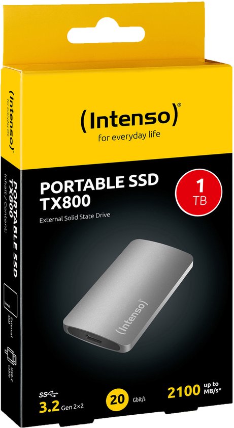 Intenso TX800 externe SSD - 1TB USB 3.2 20Gbit/s - aluminium