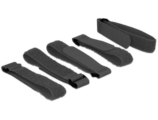 Klittenband bevestigingsmiddelen set van 5 - haak-en-lus 300×20 mm - Zwart