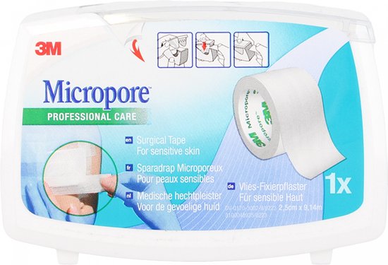 3M Micropore pleister - Professional Care - 2,5 cm × 9,14 m