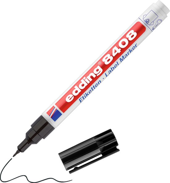 Edding 8408 wasgoed markeer set - permanent pen + 25 strijkbare naamlabels - 60°C wasbestendig