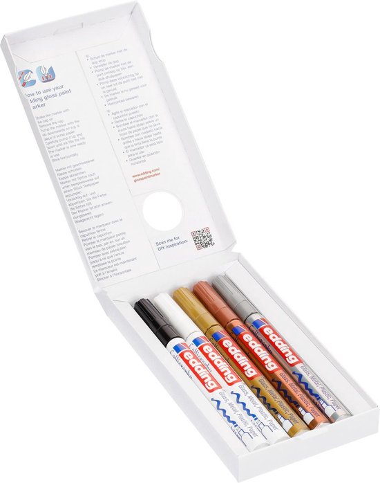 Edding 753/5 S glanslakmarker set van 5 - kalligrafie punt 1-2,5 mm - assorti