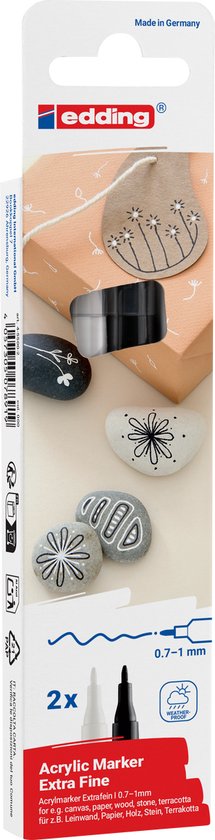Edding 5500 acrylstiften - extra fijn 0,7-1 mm - zwart en wit