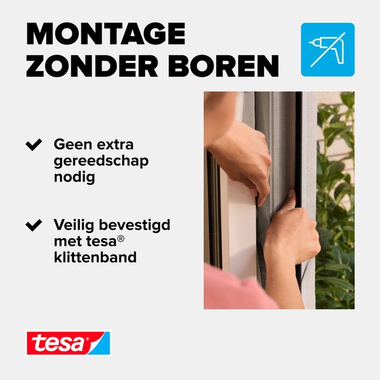 tesa Insect Stop H&L raamhor - klittenband op maat te snijden zonder boren - 150×180 cm - Wit