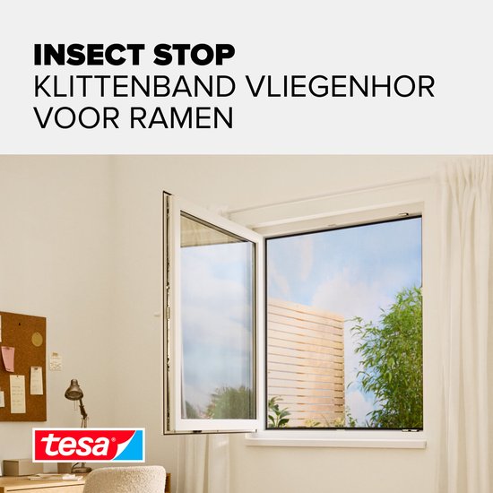 tesa Insect Stop H&L raamhor - klittenband op maat te snijden zonder boren - 150×180 cm - Wit