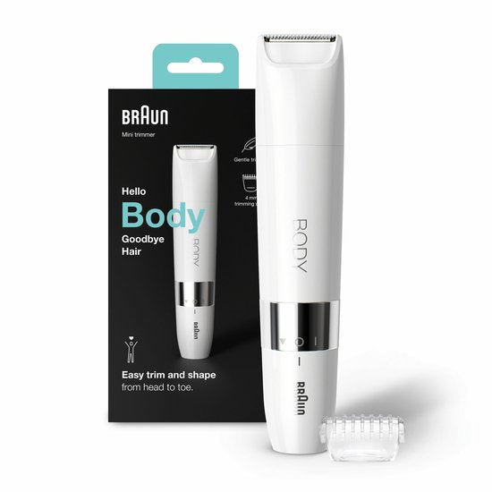 Braun Body BS1000 mini trimmer - elektrische ontharing voor vrouwen en mannen - Wit