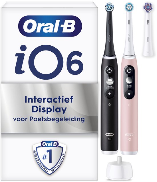 Oral-B iO 6 elektrische tandenborstel - set van 2 - Zwart en roze