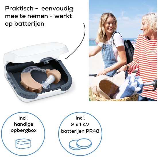 Beurer HA 20 Single hoortoestel - RIC gehoorversterker - 200-5000 Hz - incl. 2 batterijen en opbergbox