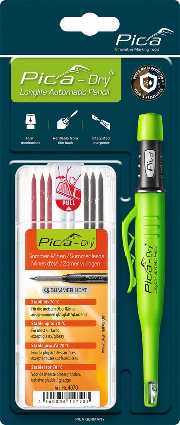 Pica Marker Dry Longlife stift - 3030 + vulling 4070 - 2B grafiet - Grijs