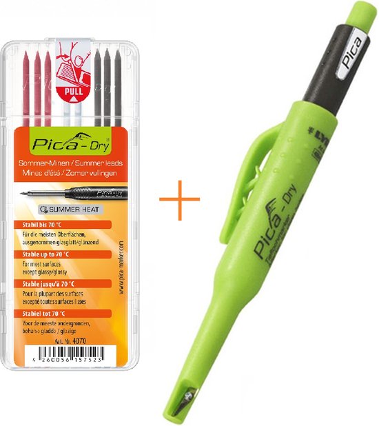Pica Marker Dry Longlife stift - 3030 + vulling 4070 - 2B grafiet - Grijs