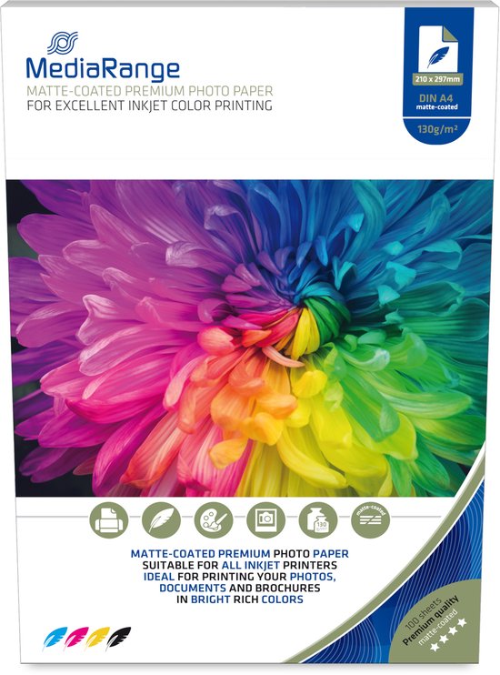 MediaRange inkjet papier - A4 mat 130 gram - 100 pagina's