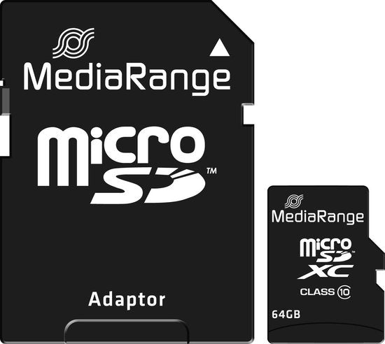 MediaRange microSD kaart - 64 GB - class 10 - inclusief adapter