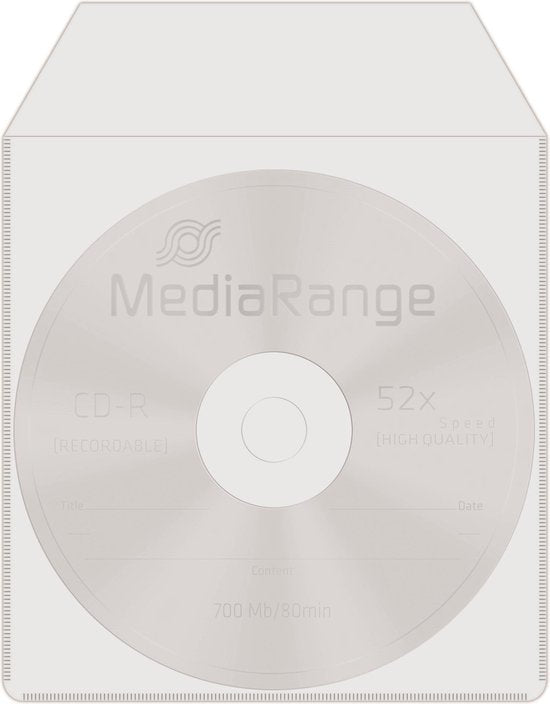 MediaRange CD/DVD hoesjes - plastic met venster - plakstrip - 50 stuks