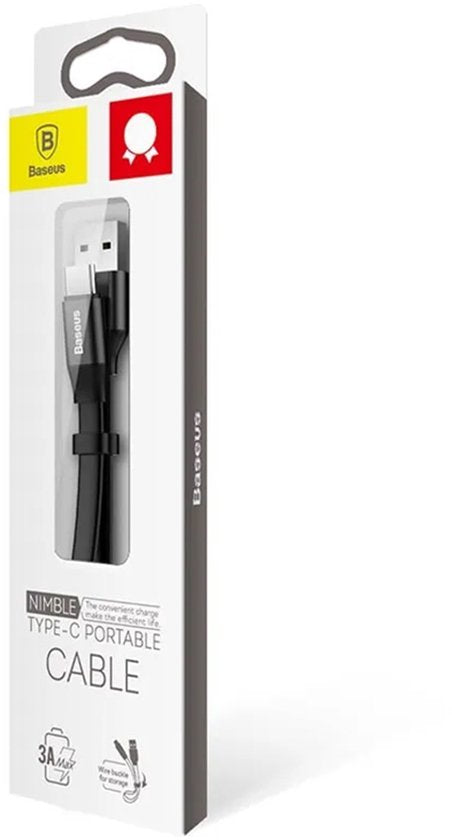 Baseus USB-C cable - flat 23 cm - USB-A to USB-C 2A - Black