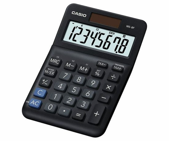 Casio MS-8F bureaurekenmachine - compact formaat - met BTW-berekening