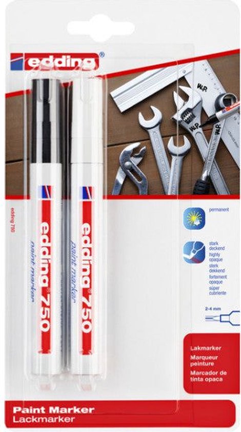 edding 750 paint marker set of 2 - 2-4 mm round nib - permanent - Black/White