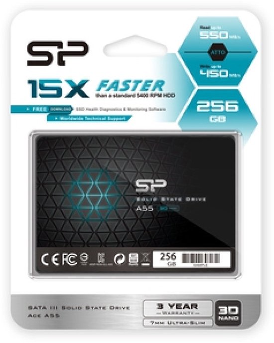 Silicon Power SSD - Ace A55 - 256 GB - 2,5 inch - SATA III - 3D NAND