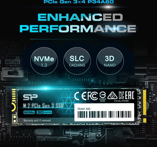 Silicon Power P34A60 interne SSD - PCIe Gen3x4 NVMe M.2 2280 - 256 GB