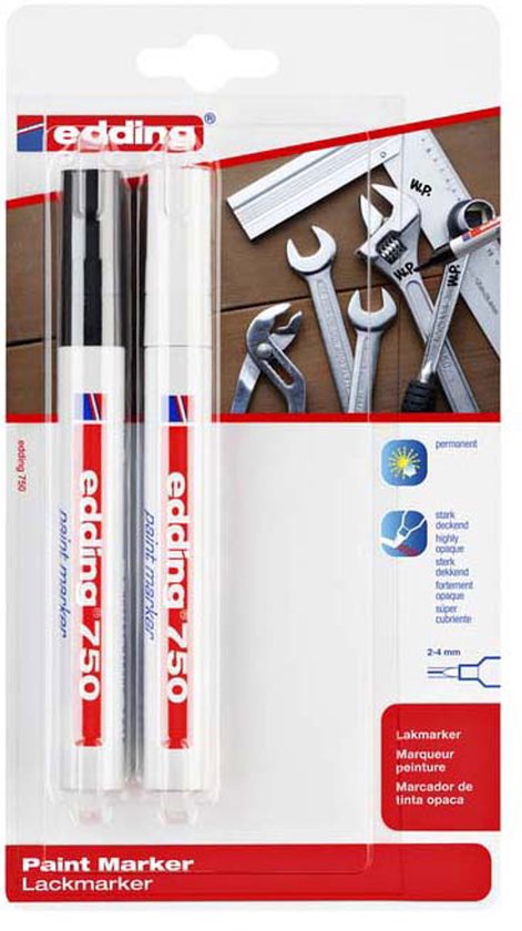 edding 750 paint marker set of 2 - 2-4 mm round nib - permanent - Black/White