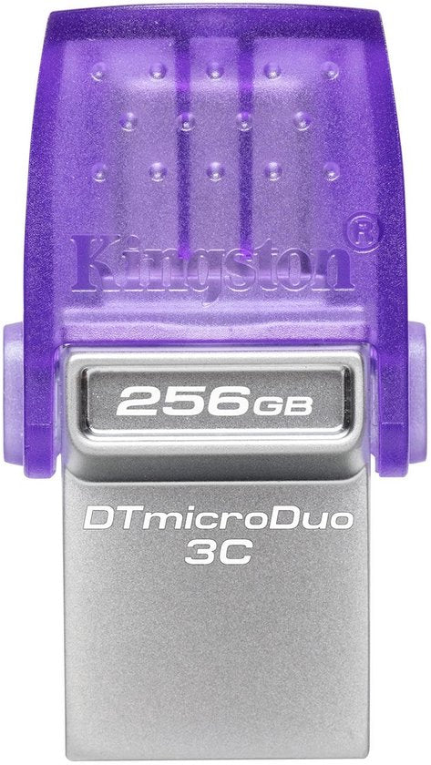 Kingston DataTraveler microDuo 3C USB-stick - 256 GB - USB-A 3.2 Gen 1 en USB-C - Violet