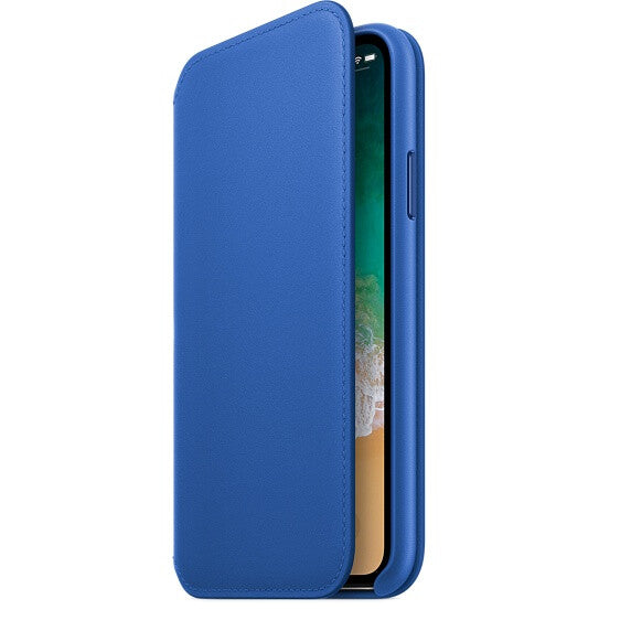 Apple iPhone X Leather Folio Case - Blauw