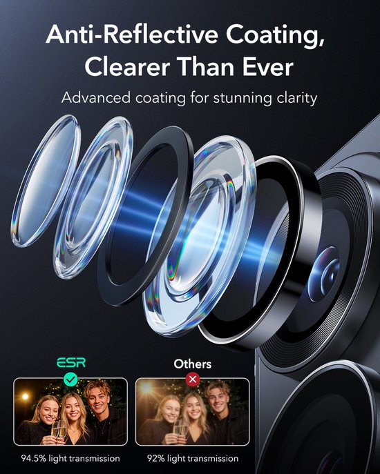ESR Armorite camera lens protector - geschikt voor Samsung Galaxy S26 Ultra - 9H tempered glass - hoesjevriendelijk - Zwart