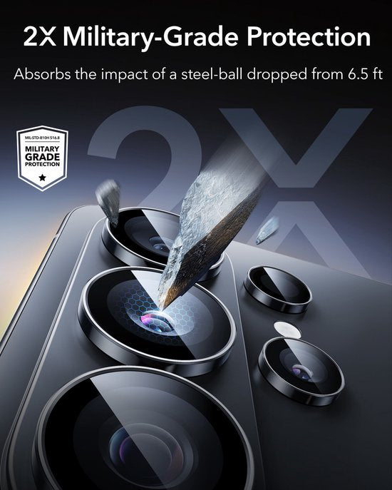 ESR Armorite camera lens protector - geschikt voor Samsung Galaxy S26 Ultra - 9H tempered glass - hoesjevriendelijk - Zwart
