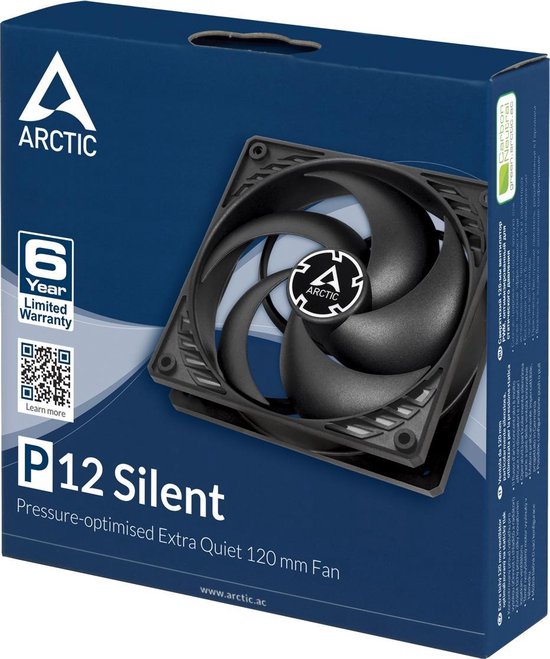 Arctic P12 Silent casefan - 12 cm - Zwart