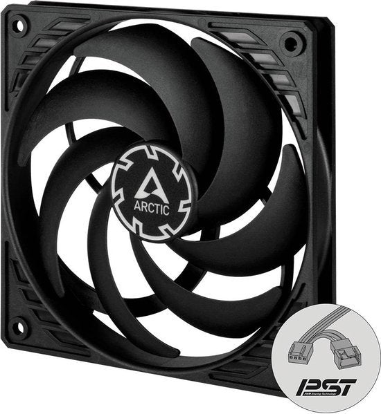 Arctic P12 Slim PWM PST ventilator - 120 mm FDB 4-pin - 300-2100 rpm 0 dB modus - Zwart