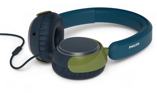 Philips TAK2000CT koptelefoon - bedraad opvouwbaar voor kinderen - volume beperkt - 3,5 mm en USB-C kabel - Kristal groen