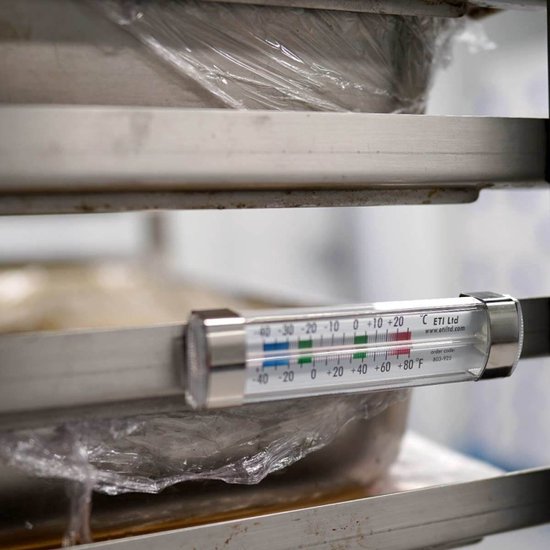 ETI fridge thermometer - horizontal model for display cabinet - catering and restaurant