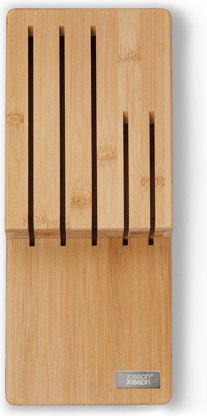 Joseph Joseph Elevate Steel messen set van 5 - bamboe ladehouder - RVS - Bruin