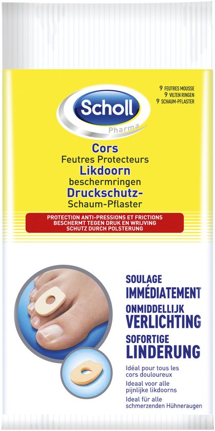 Scholl corn plasters - anti-pressure foam rings - 9 pack