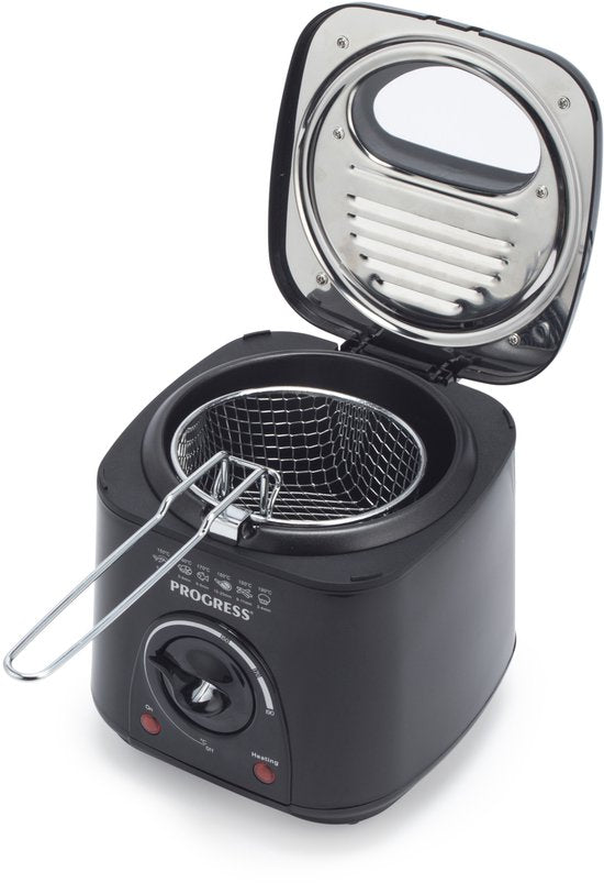 Progress EK2969PBLKVDE mini friteuse - compact 1 liter - verwijderbare antiaanbakmand - instelbare temperatuurregeling - 950 watt
