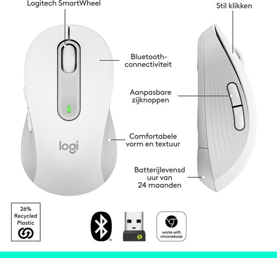 Logitech Signature M650 muis - draadloos - Off White