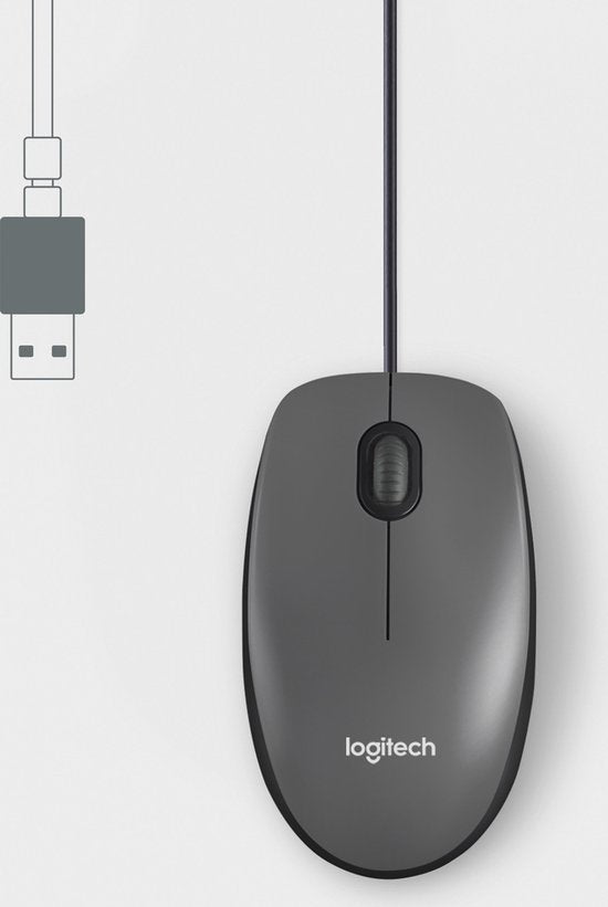 Logitech M100 muis - bedraad USB PC laptop - Grijs