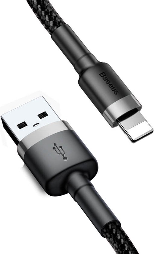 Baseus Geweven Nylon USB naar Lightning Kabel 1M - Grijs