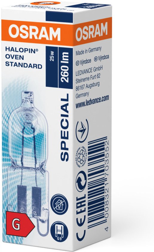 Osram oven lamp - halogen bulb G9 25W dimmable - Warm white