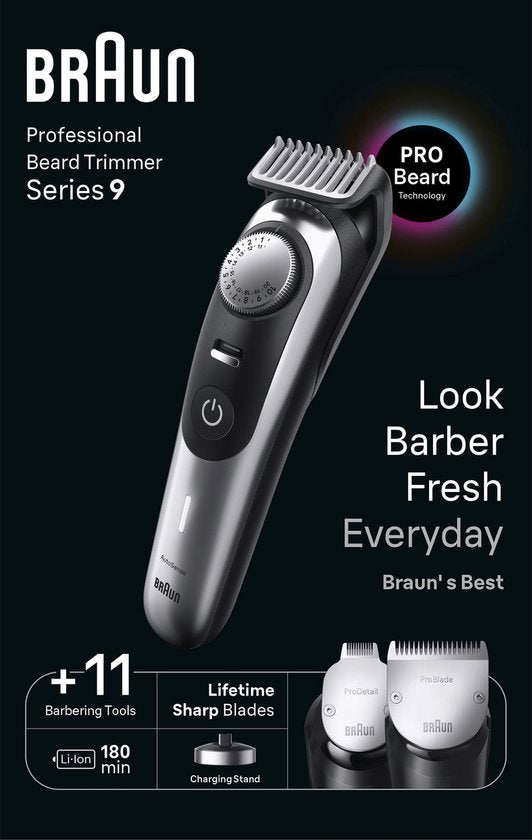 Braun Beard Trimmer - Series 9 BT9440 - ProBlade 3.2 cm trimming blade - 100 min run time - Black