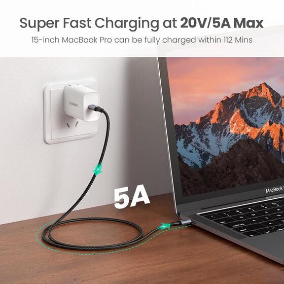 UGREEN USB-C naar USB-C Laadkabel - 2 meter - Zwart - 70429