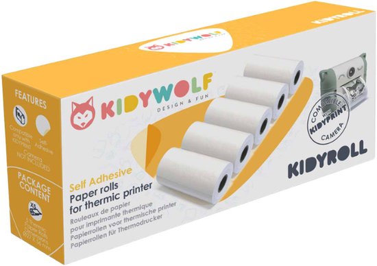 Kidywolf Kidyroll fotopapier - zelfklevend voor Kidyprint - set van 5