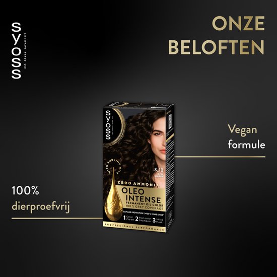 Syoss Oleo Intense haarverf - 3-10 intense bruin - permanent en ammoniakvrij - 100% grijsdekking