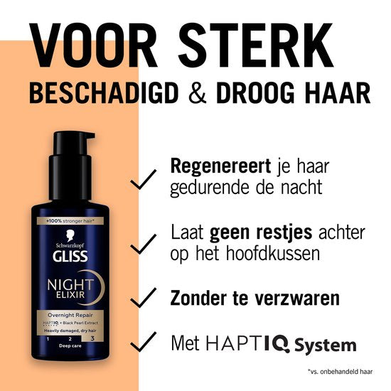 Gliss Night Elixir haarserum - overnight repair - beschadigd haar - 100 ml