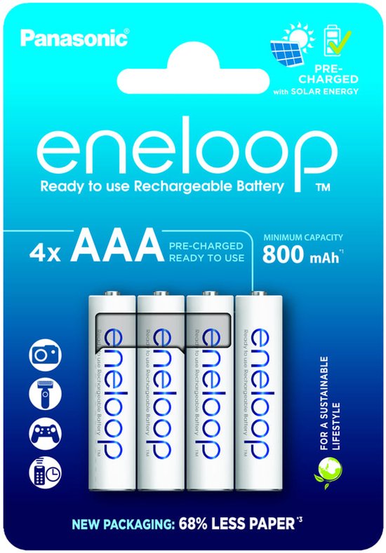 Panasonic Eneloop batterijen - AAA 800 mAh - 4 stuks