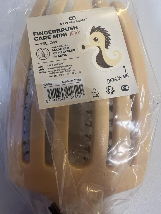 Olivia Garden Fingerbrush mini haarborstel - kids - Geel