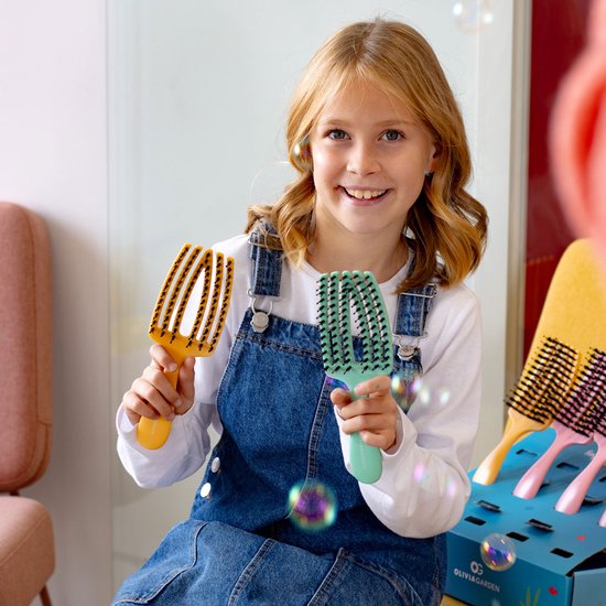 Olivia Garden Fingerbrush Care Mini Kids borstel - Roze