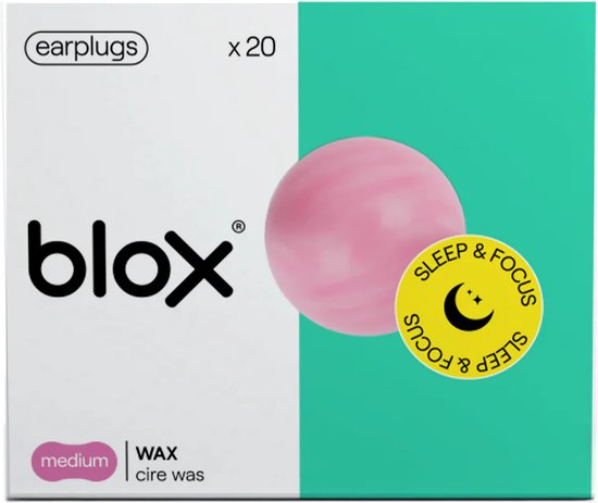 BLOX oordopjes van was - hoge demping 24 dB SNR - geschikt voor zijslapers