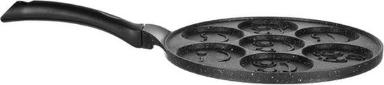 Ruhhy Frying Pan - Pancakes/Eggs - 7 Smile Molds - Non-Stick Coating - 26 cm - Black