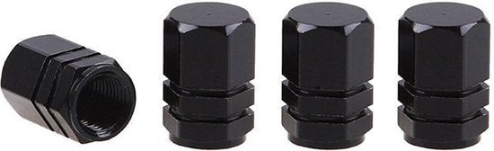 Amio ventieldoppen set - universeel aluminium - Zwart